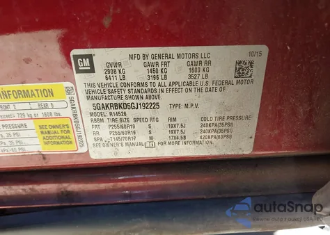 2016 Buick Enclave Leather z USA, uszkodzony, nr VIN 5GAKRBKD5GJ192225